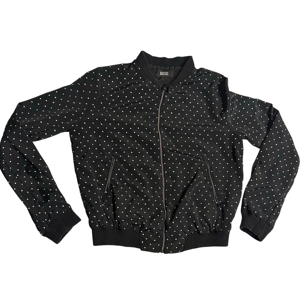Diesel Women’s Gold Shimmer Y2K Italian Designed Short Bomber Jacket Size small - Picture 2 of 8